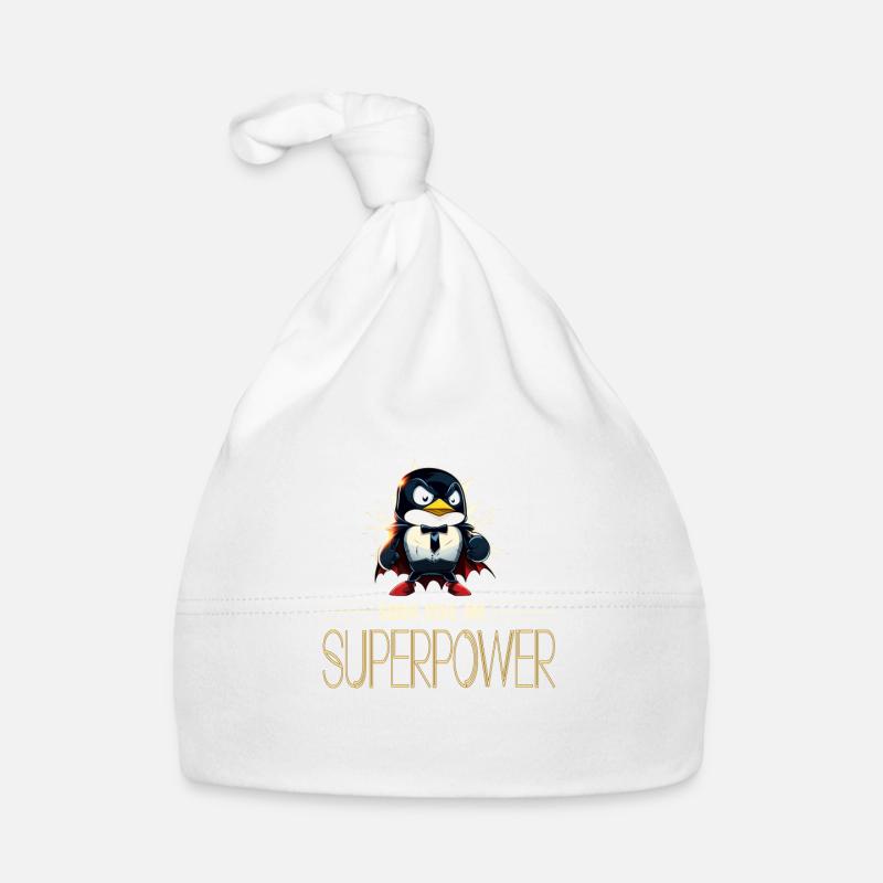 Linux Tux with Sudo Superpower Super-Penguin - Baby Bio-Mütze - Weiß