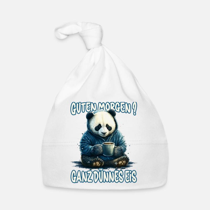 Ganz Dünnes Eis Morgenmuffel Panda Bär Kaffee - Baby Bio-Mütze - Weiß