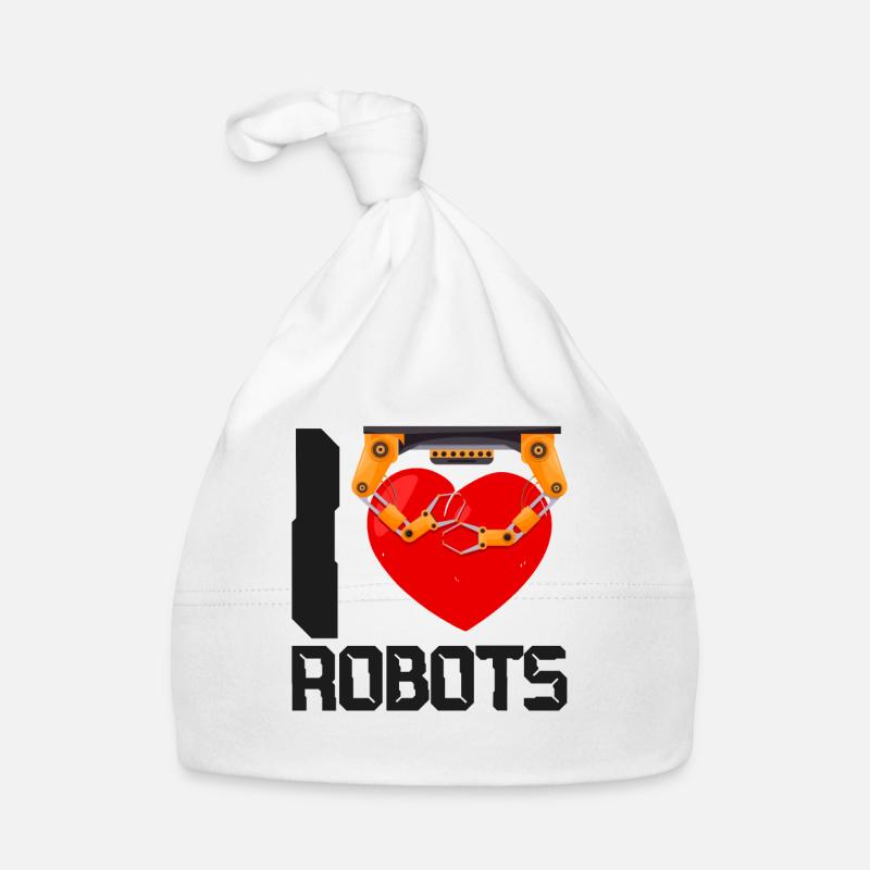 Robot Robotics Engineer Heart I Organic Baby Cap