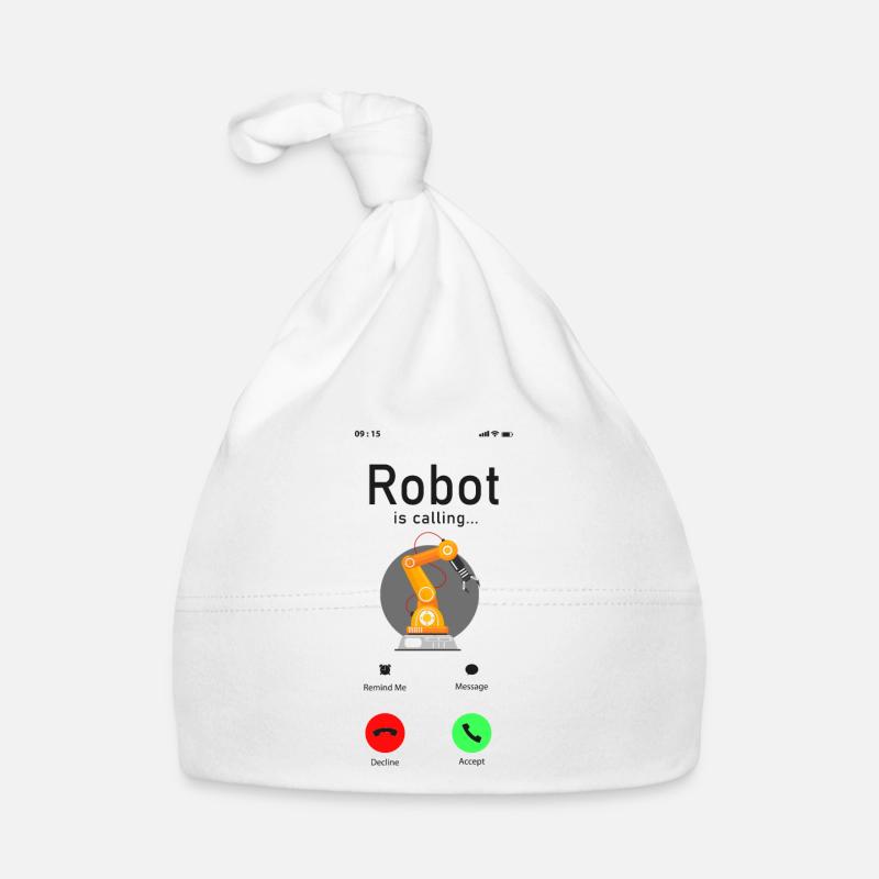 Robot Robotics Engineer Phone - Baby Bio-Mütze - Weiß