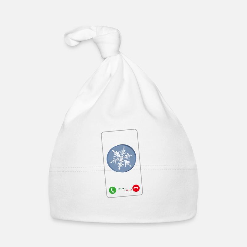 Anruf Schnee Handy Smartphone Winter Wintersport Baby Bio-Mütze