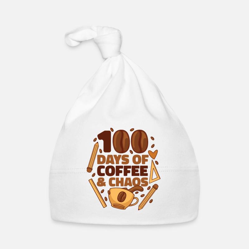 100. Schultag Kaffee Lehrer Pädagoge Schulleiter Baby Bio-Mütze