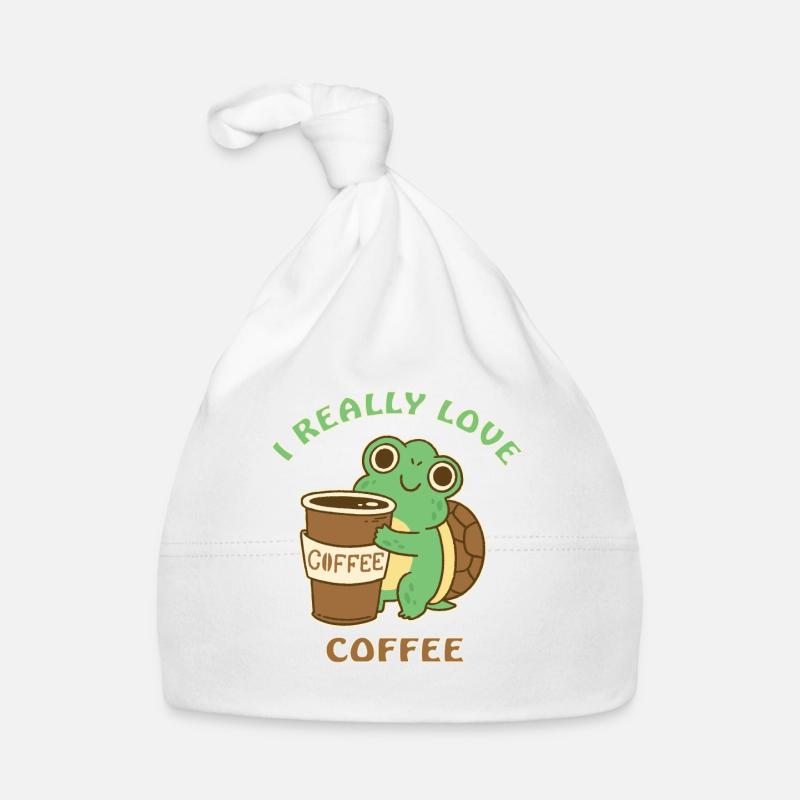 Turtle loves coffee Organic Baby Cap