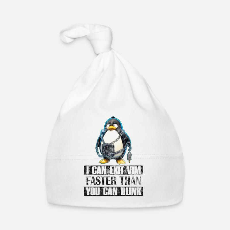 I Can Exit VIM Faster Than You Can Blink Linux - Baby Bio-Mütze - Weiß