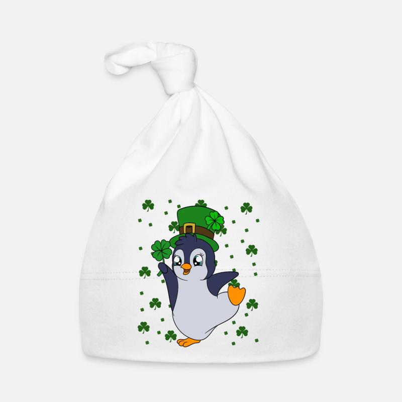 Manchot mignon Trèfle Saint-Patrick Pingouin Bonnet bio Bébé