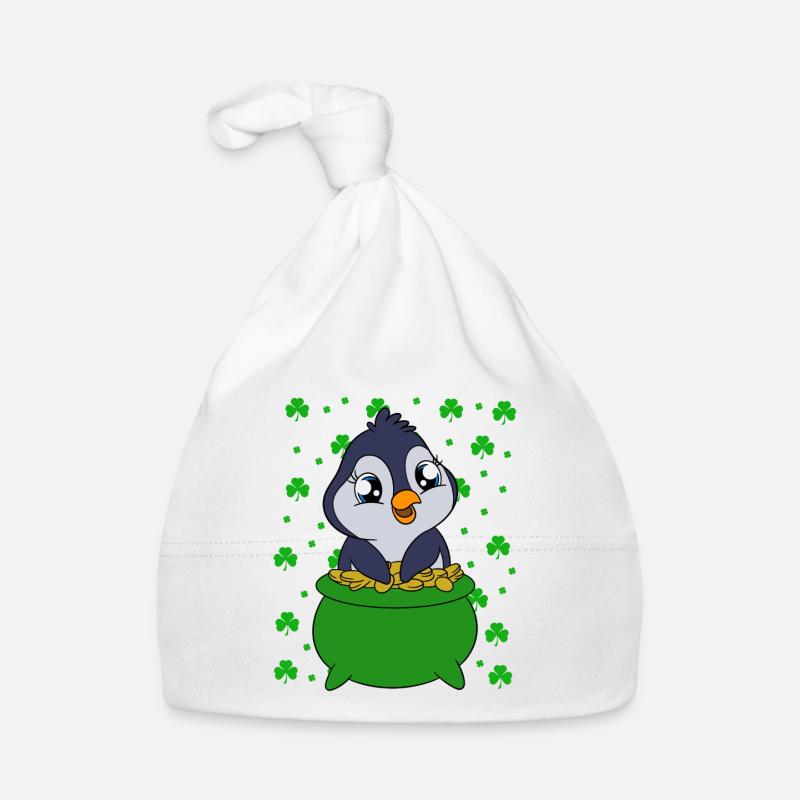 Manchot mignon Trèfle Saint-Patrick Pingouin Bonnet bio Bébé
