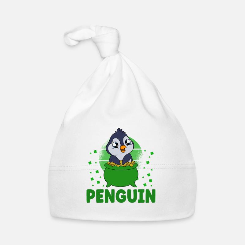 Manchot mignon Trèfle Saint-Patrick Pingouin Bonnet bio Bébé