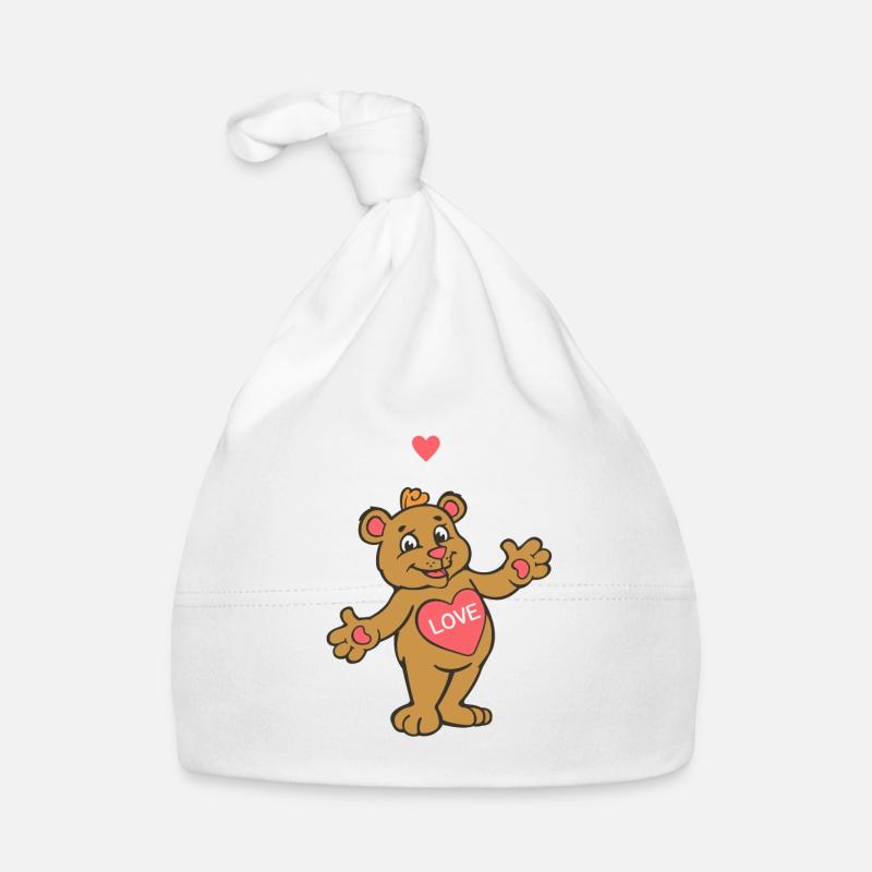 Câlins gratuits Teddy Bear - Bonnet bio Bébé - blanc