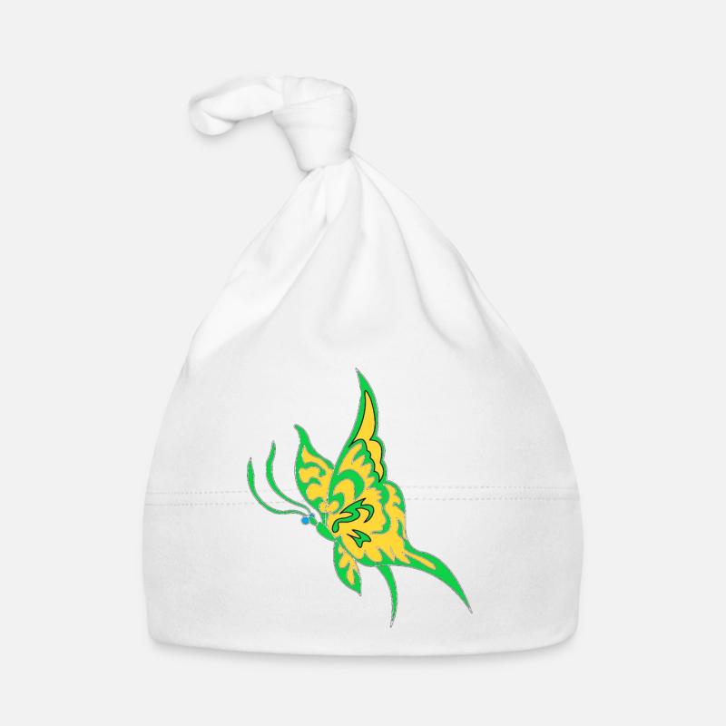 Or vert papillon de nuit - Bonnet bio Bébé - blanc