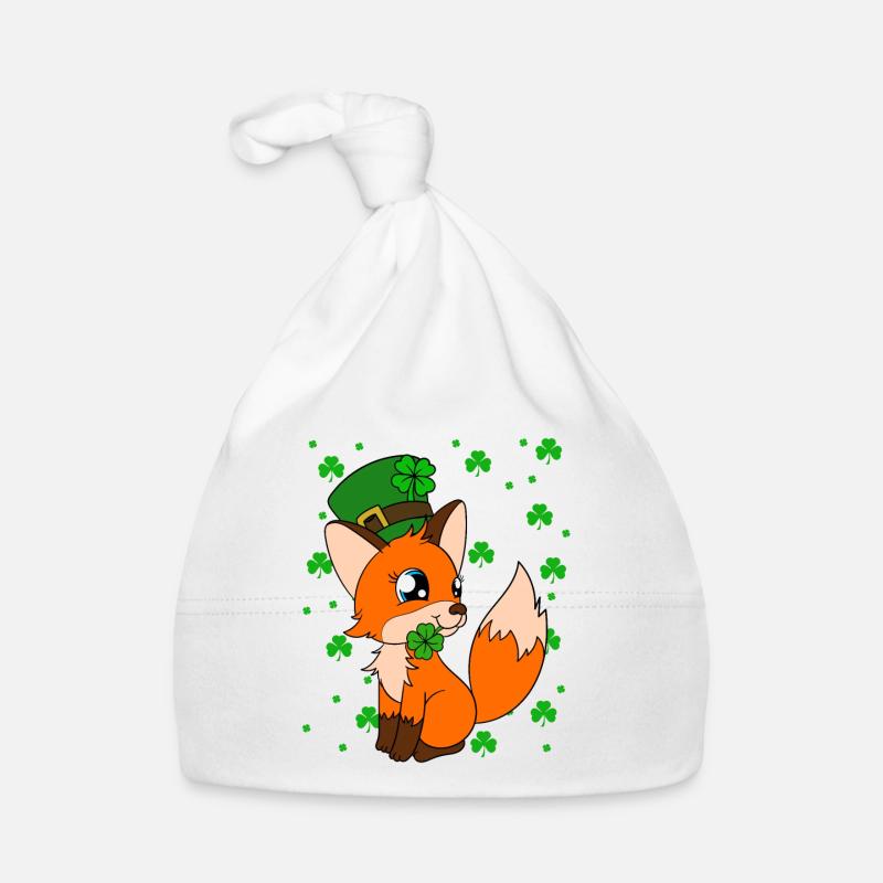 Cute Fox Clover St. Patrick's Day Organic Baby Cap