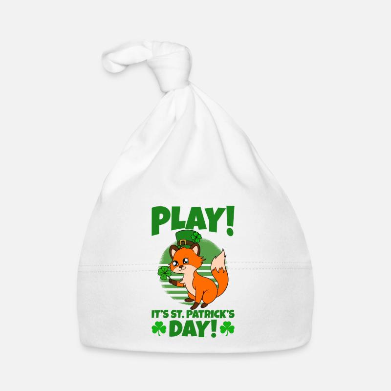 Cute Fox Clover St. Patrick's Day Organic Baby Cap