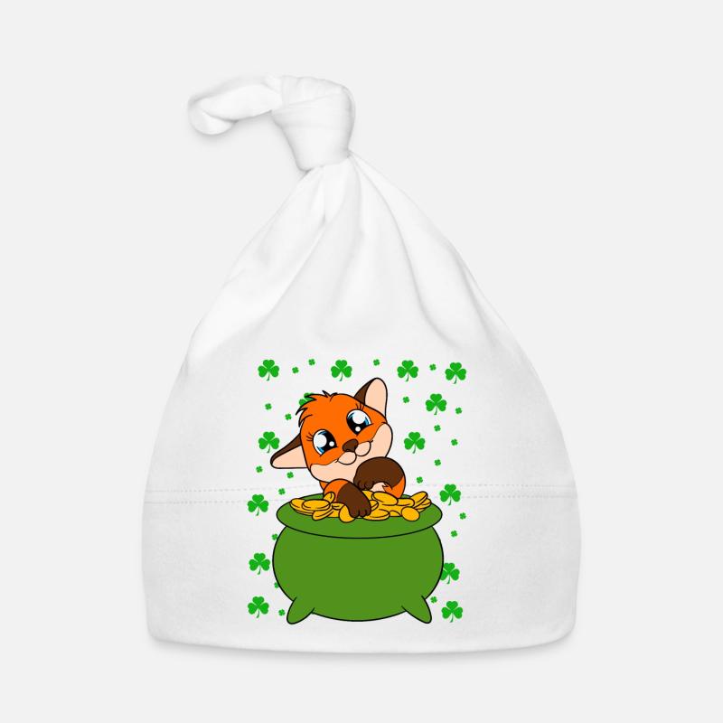Cute Fox Clover St. Patrick's Day Organic Baby Cap