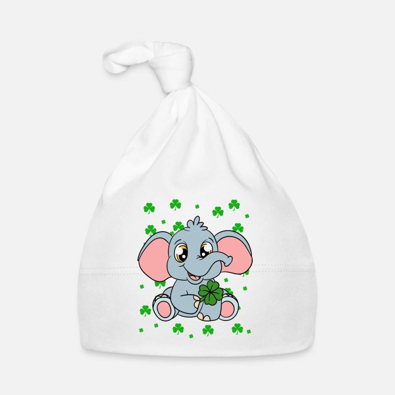 Cute elephant shamrocks St. Patrick's Day Organic Baby Cap
