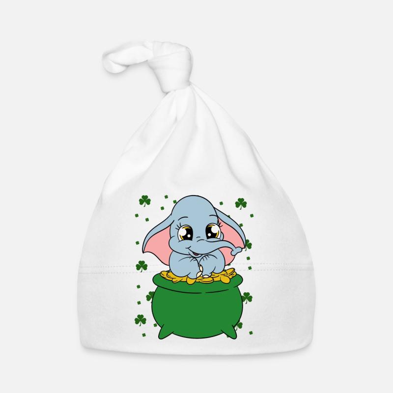 Cute elephant shamrocks St. Patrick's Day Organic Baby Cap