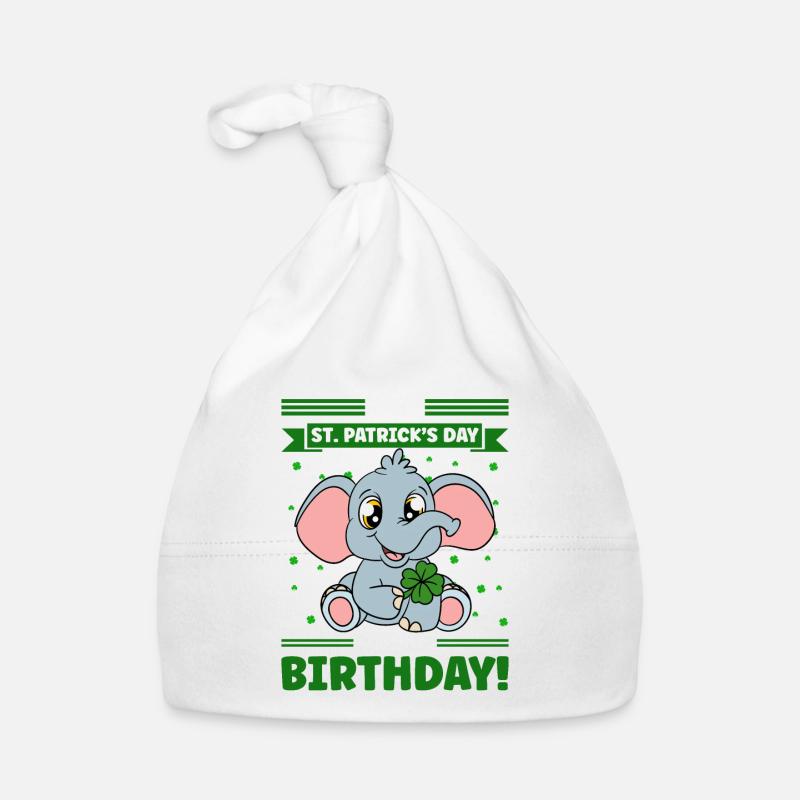 Niedlicher Elefant Kleeblätter St. Patrick's Day Baby Bio-Mütze