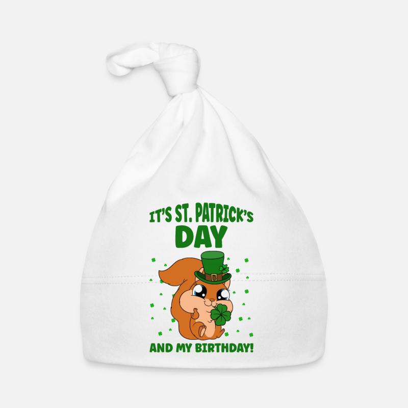 Eichhörnchen Kleeblätter St. Patrick's Day Baby Bio-Mütze