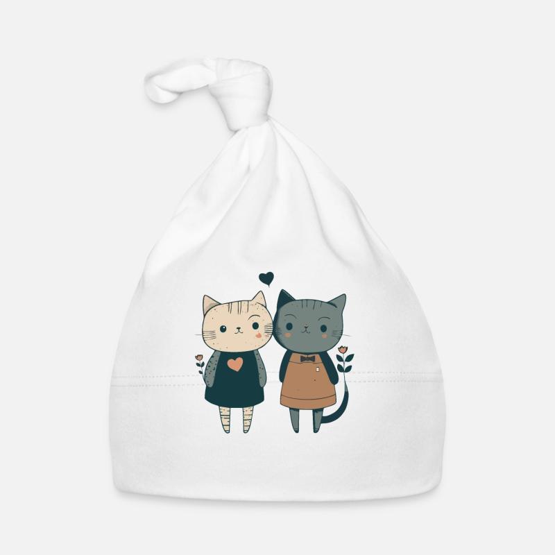 Paire de chats mignons Bonnet bio Bébé