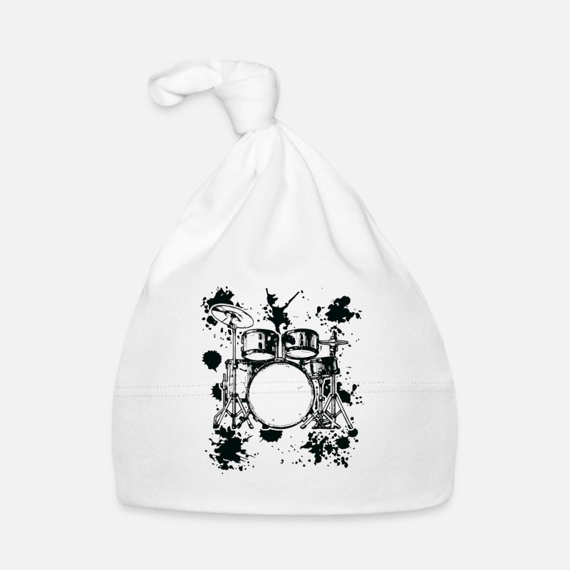 Drum Set Drumming Drum Instruments Drummer - Organic Baby Cap - white