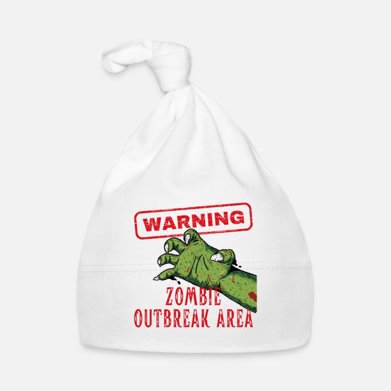 Warning Zombie Outbreak Area Brain Eater Organic Baby Cap