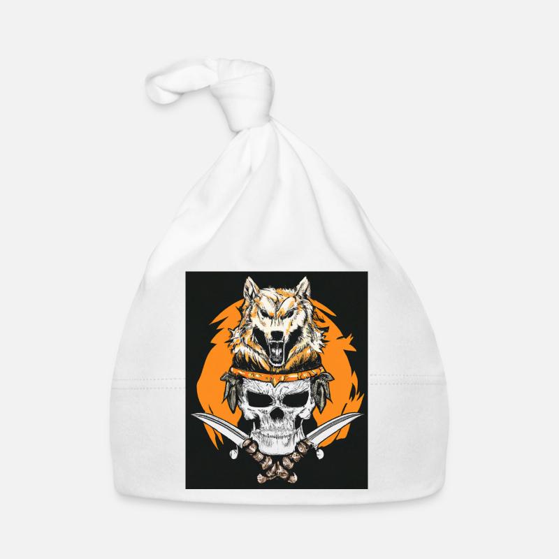 Vector Samurai Warrior Skull Mask Japan Baby Bio-Mütze