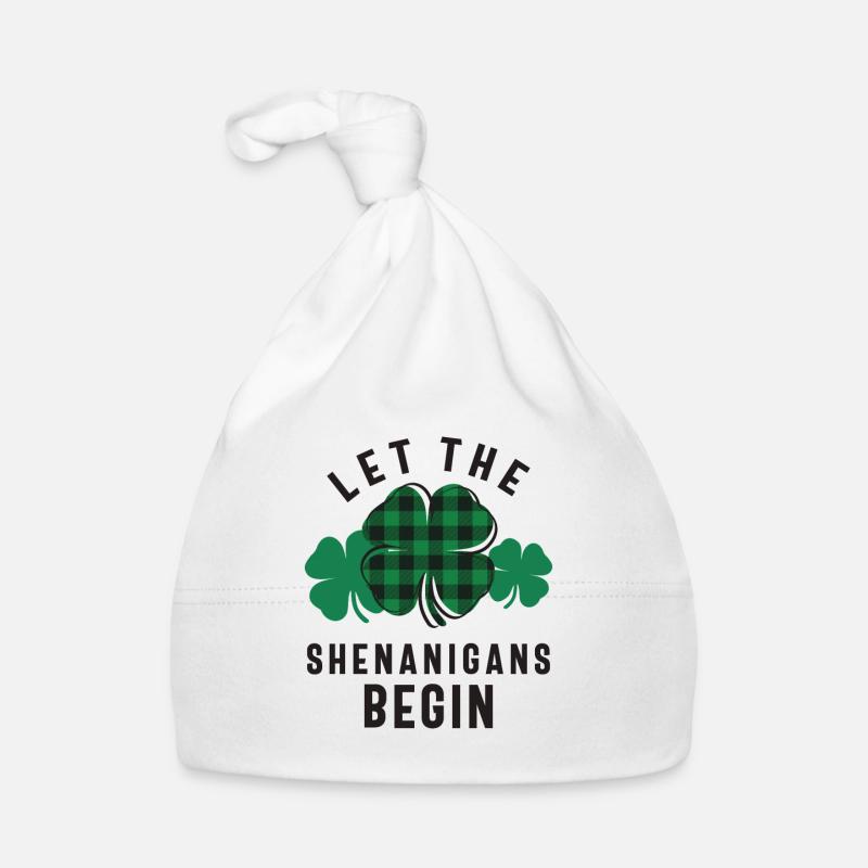 Let The Shenanigans Begin Shamrock St Patricks Day Organic Baby Cap
