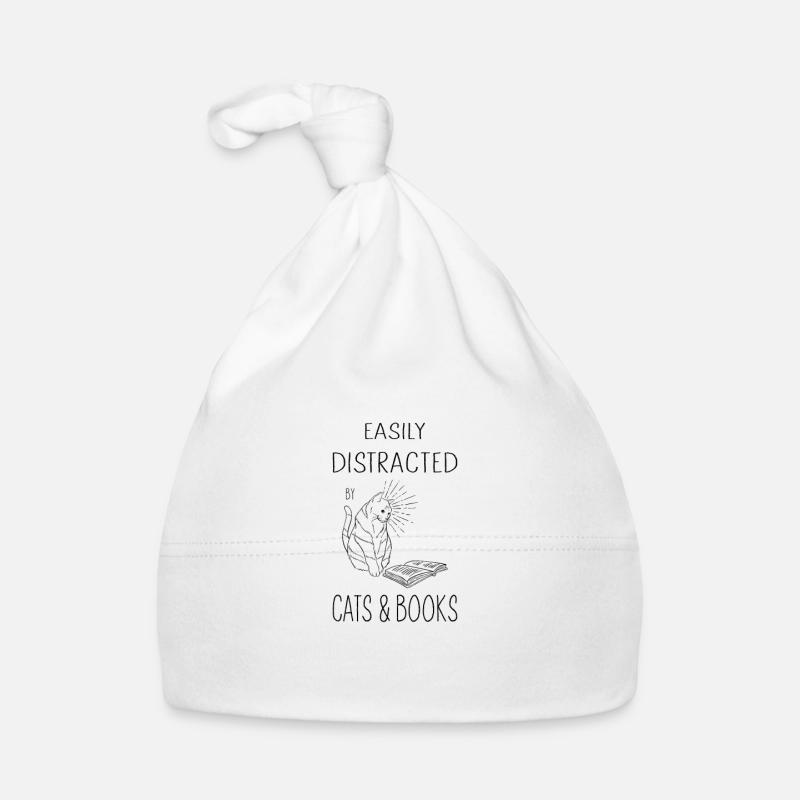 Easily Distracted by Cats and Books Organic Baby Cap