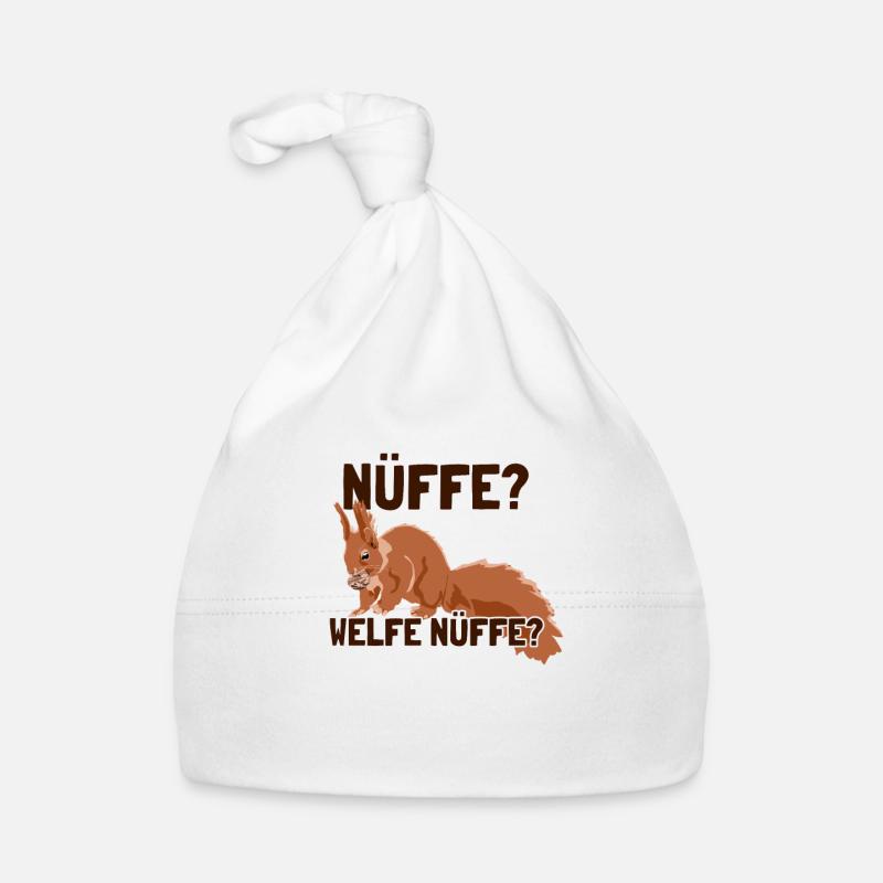 Nüffe Welfe Nüffe Grauhörnchen Squirrel - Baby Bio-Mütze - Weiß