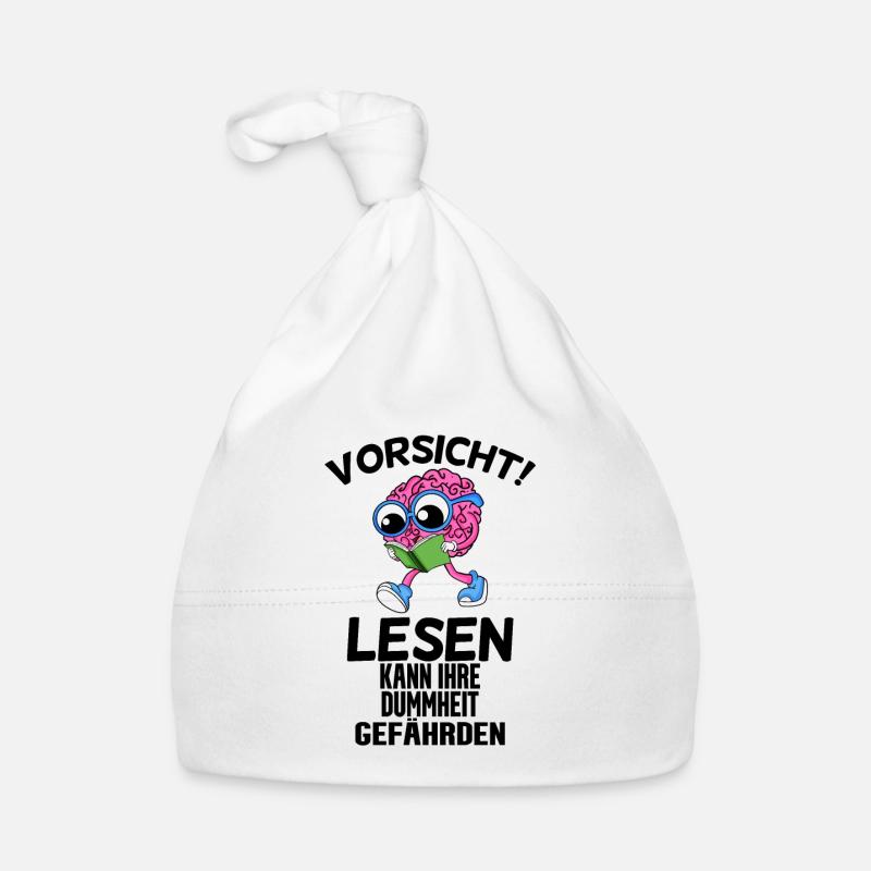 Gehirn Lesen Buch Bücher Spruch Sprüche Baby Bio-Mütze