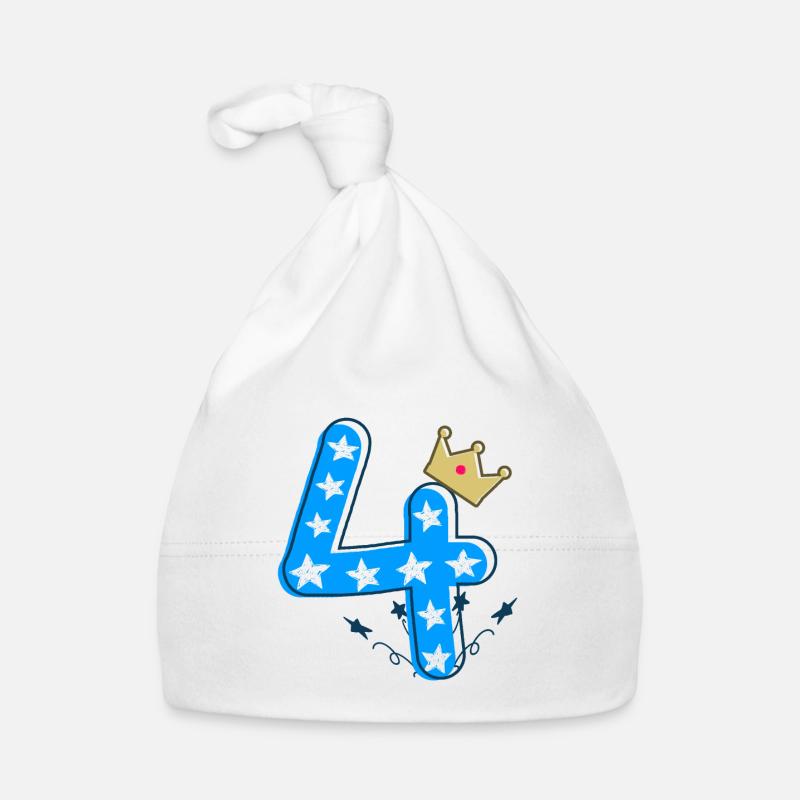 Jungs 4. Geburtstags Design in Blau Baby Bio-Mütze
