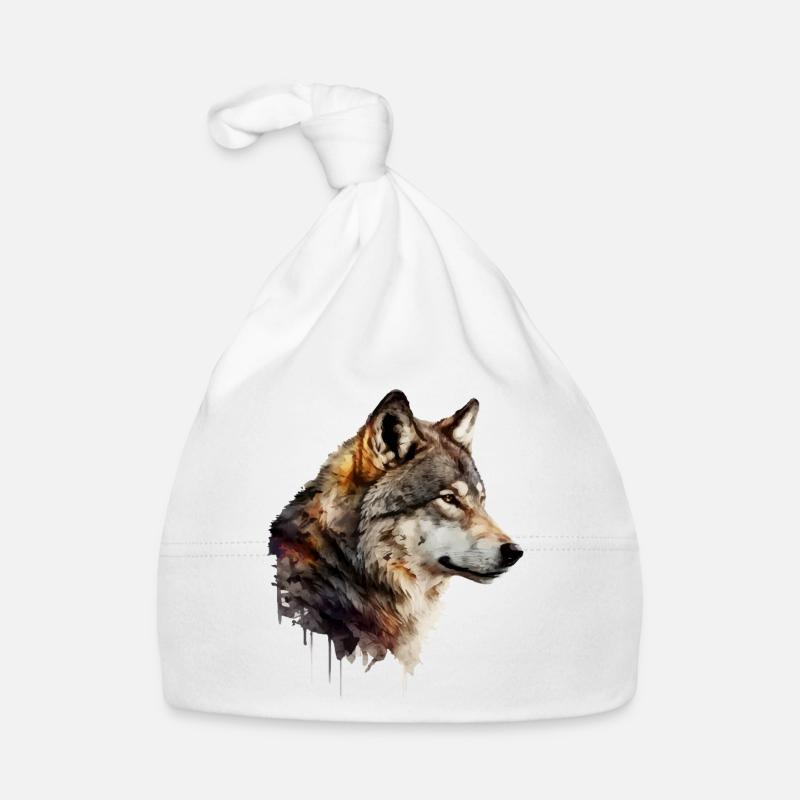 Le loup - Bonnet bio Bébé - blanc