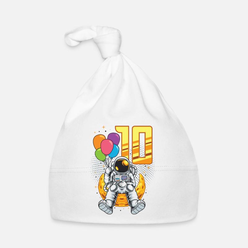 10e anniversaire, astronaute, décorations Bonnet bio Bébé