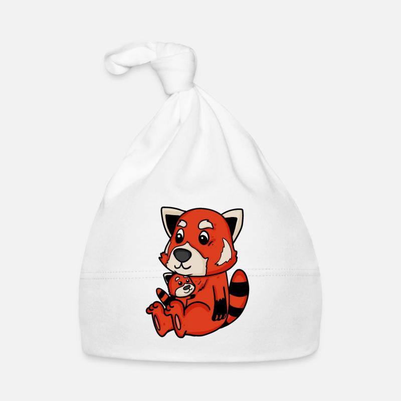 Famille Red Panda - Panda roux avec bébé Bonnet bio Bébé