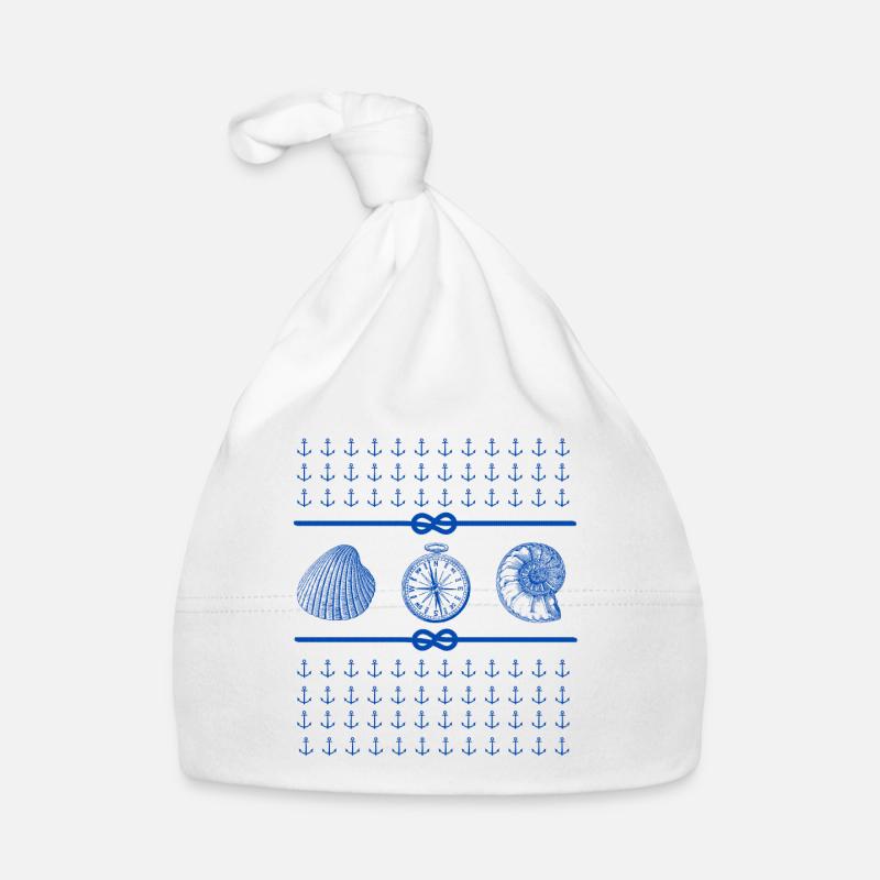 Seashells and Compass - Nautical Theme Lovers Baby Bio-Mütze