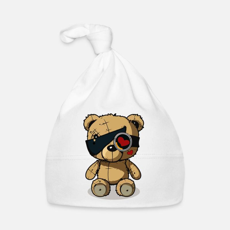 Eye patch cute bear Organic Baby Cap