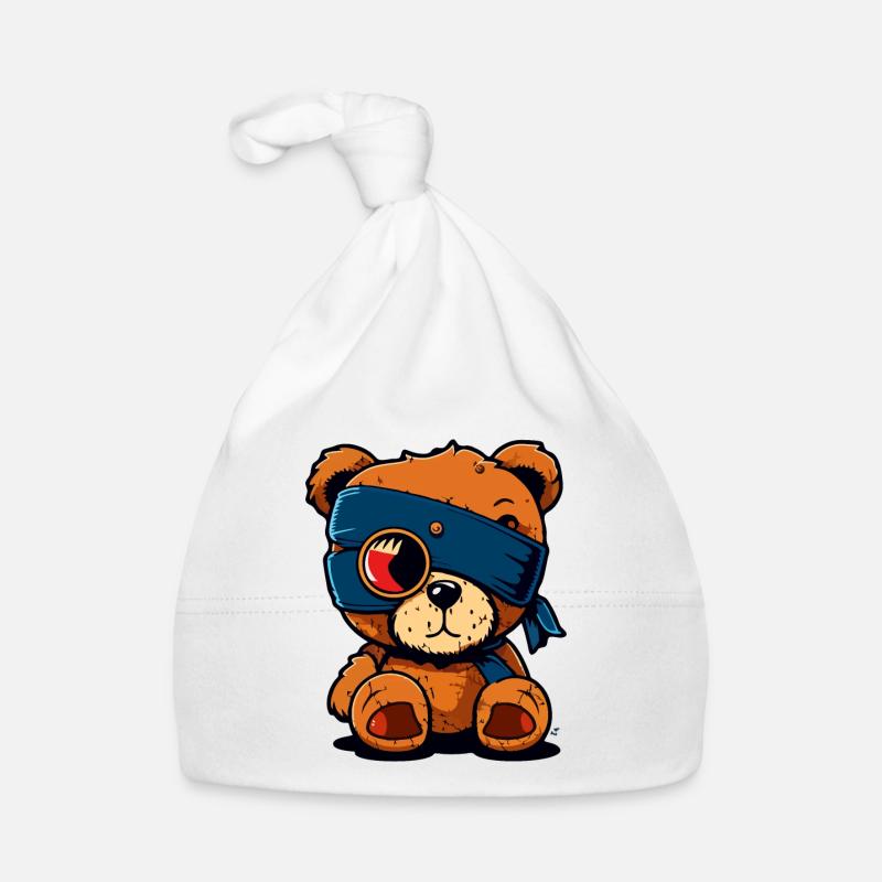 Eye patch cute bear Organic Baby Cap