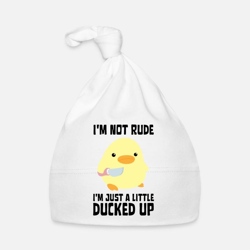 Ducked Up - Duck with knife Ente mit Messer Baby Bio-Mütze