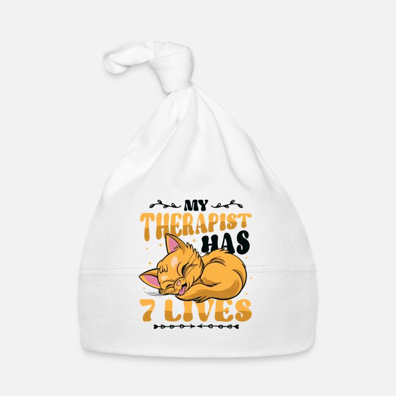 My therapist has 7 lives, cat lover Organic Baby Cap