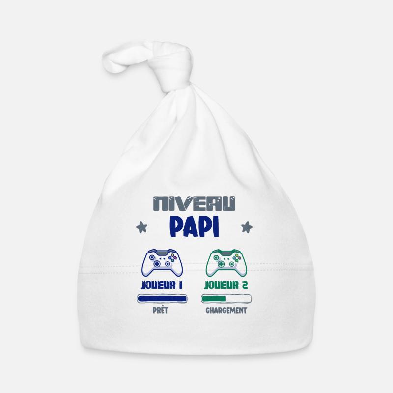 Niveau Papi Idée Cadeau Gamer Drôle Futur Papy Bonnet bio Bébé
