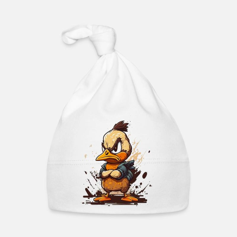 Canard en colère 1 - Bonnet bio Bébé - blanc