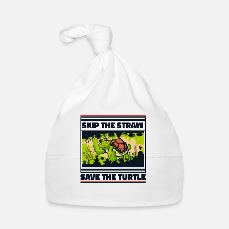 Skip The Straw Save The Turtle Tortoise Bonnet bio Bébé