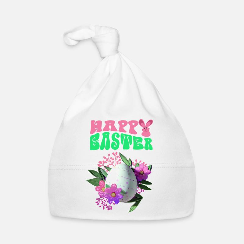 Happy Easter Flowers Easter Egg Organic Baby Cap