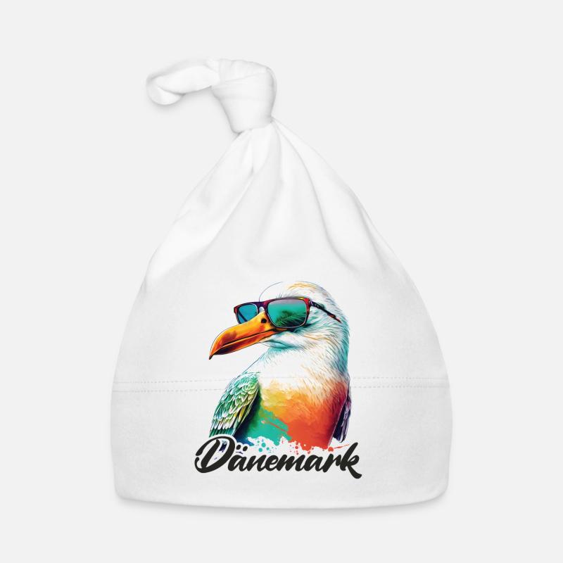 Danemark vacances mouette colorée fraîche avec des lunettes de soleil Bonnet bio Bébé