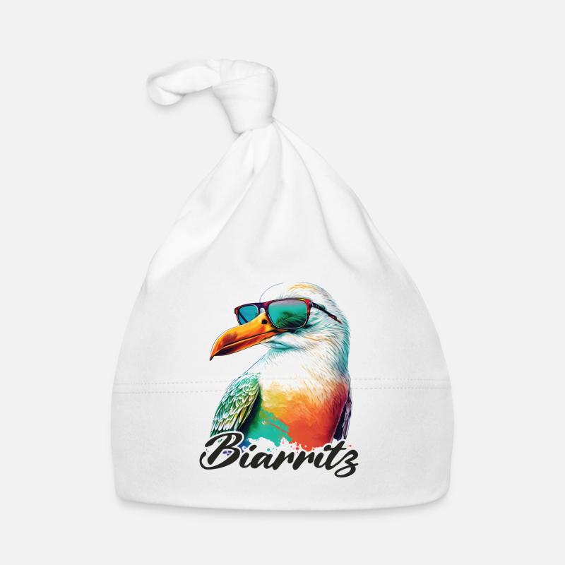Biarritz Urlaub coole bunte Möwe mit Sonnenbrille Baby Bio-Mütze