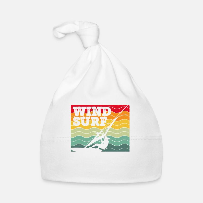 White Colorful Windsurfers Organic Baby Cap