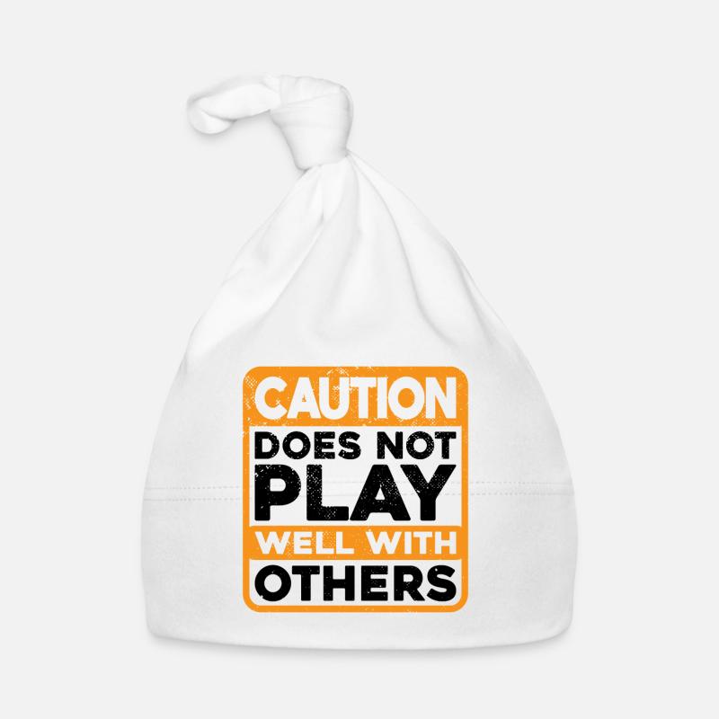 Caution Does Not Play Well With Others 38 Organic Baby Cap