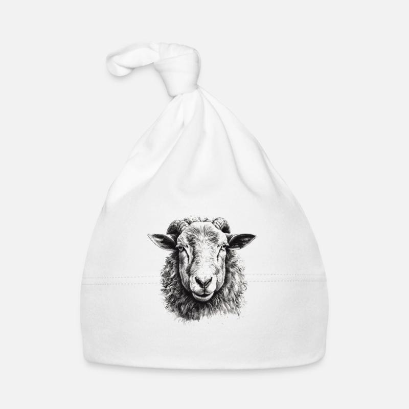 Portrait de mouton - Bonnet bio Bébé - blanc