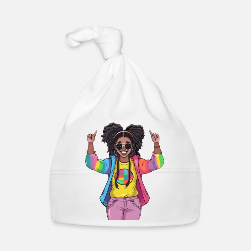 Bunte Regenbogen Freundschaftsdesign - Baby Bio-Mütze - Weiß
