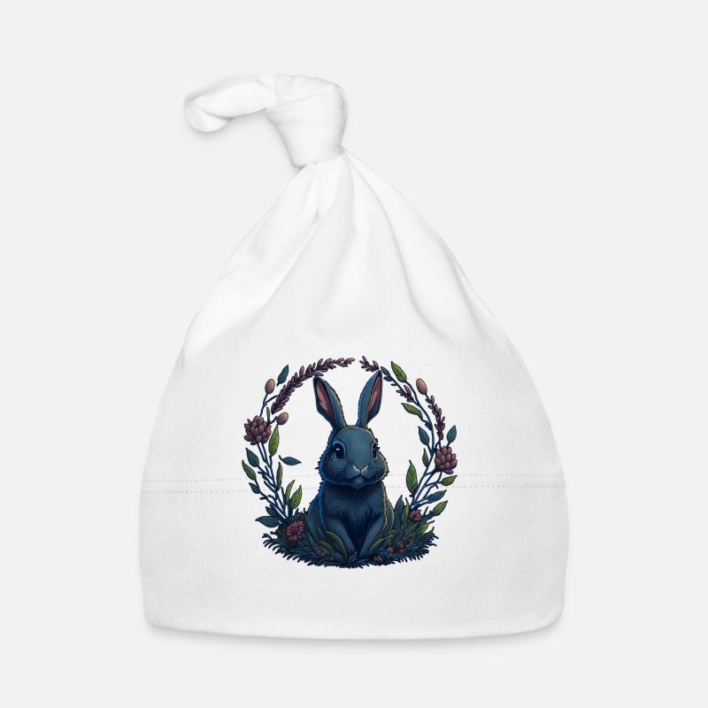 Lapin avec œufs de Pâques & fleurs de printemps Bonnet bio Bébé