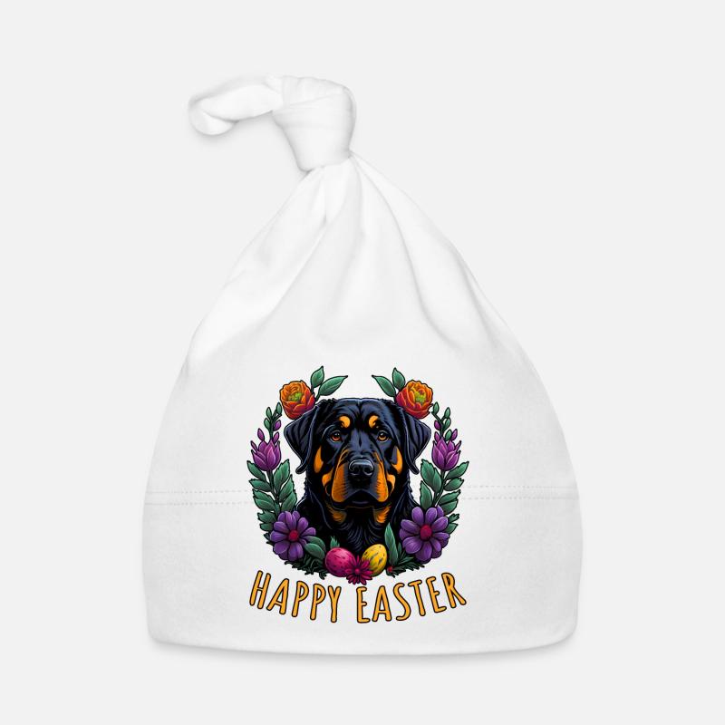 Beautiful Rottweiler Dog Easter Spring Happy Organic Baby Cap