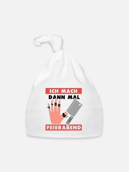 Ich mach dann mal feierabend Metzger Fleischer - Baby Bio-Mütze - Weiß - Vorne